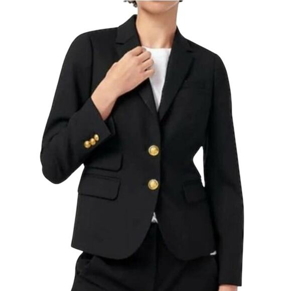 J. Crew Black Dalton Tollengo 1900 Wool Blazer Size 8 Tall - Picture 1 of 9